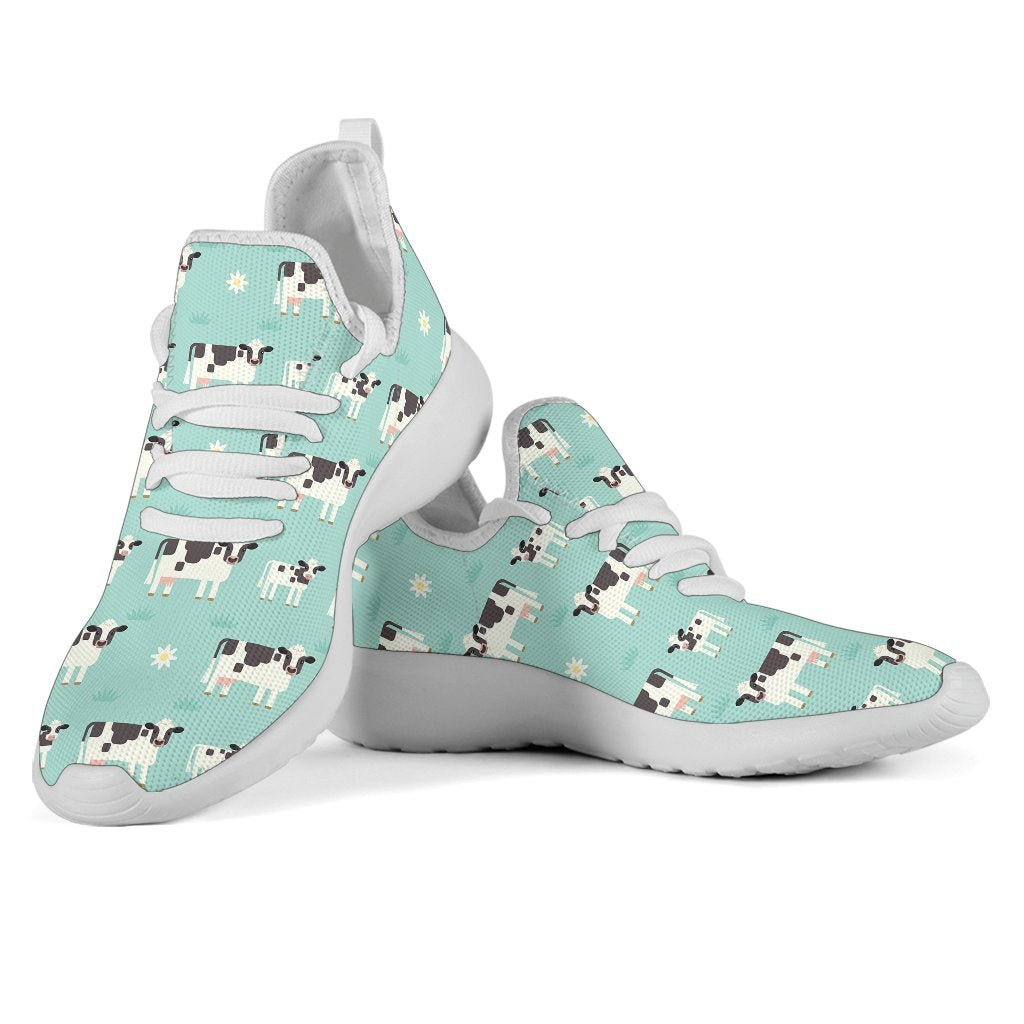 Cute Cow And Baby Cow Pattern Print Mesh Knit Shoes GearFrost