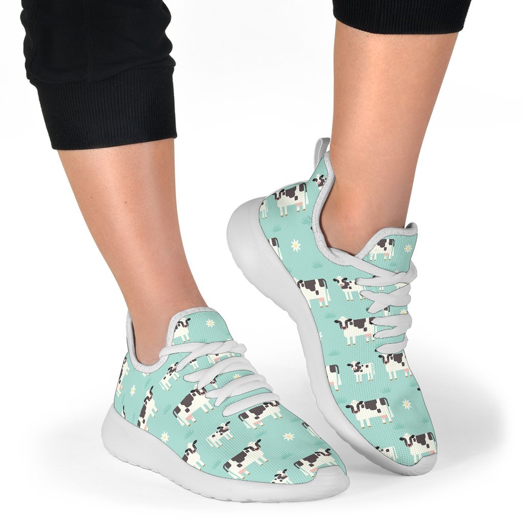 Cute Cow And Baby Cow Pattern Print Mesh Knit Shoes GearFrost