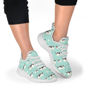 Cute Cow And Baby Cow Pattern Print Mesh Knit Shoes GearFrost