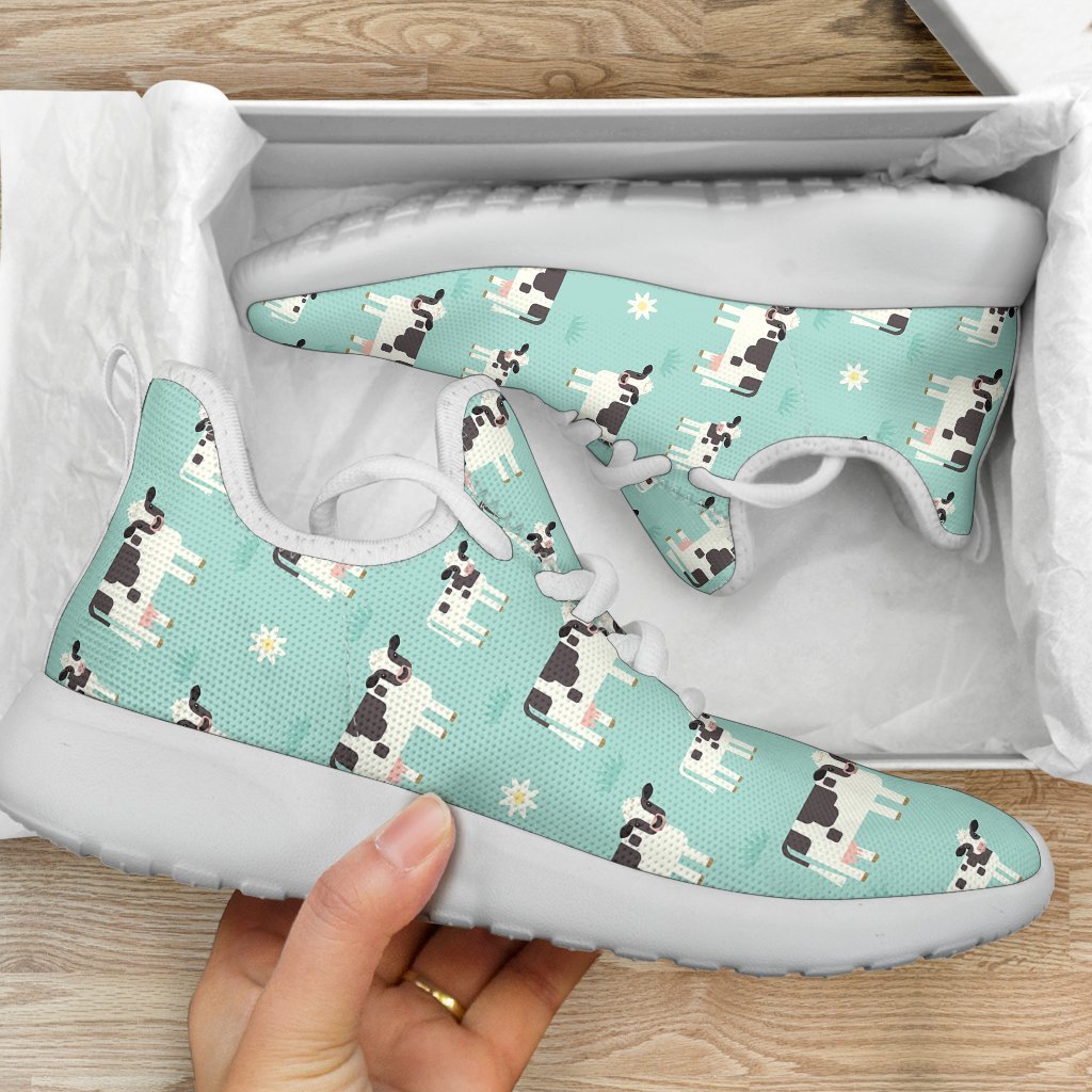 Cute Cow And Baby Cow Pattern Print Mesh Knit Shoes GearFrost