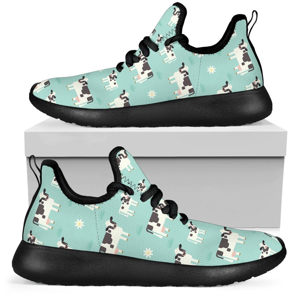 Cute Cow And Baby Cow Pattern Print Mesh Knit Shoes GearFrost