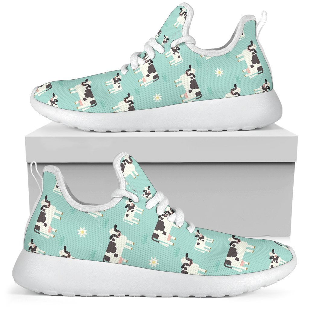 Cute Cow And Baby Cow Pattern Print Mesh Knit Shoes GearFrost