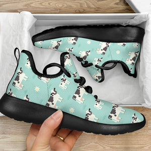 Cute Cow And Baby Cow Pattern Print Mesh Knit Shoes GearFrost