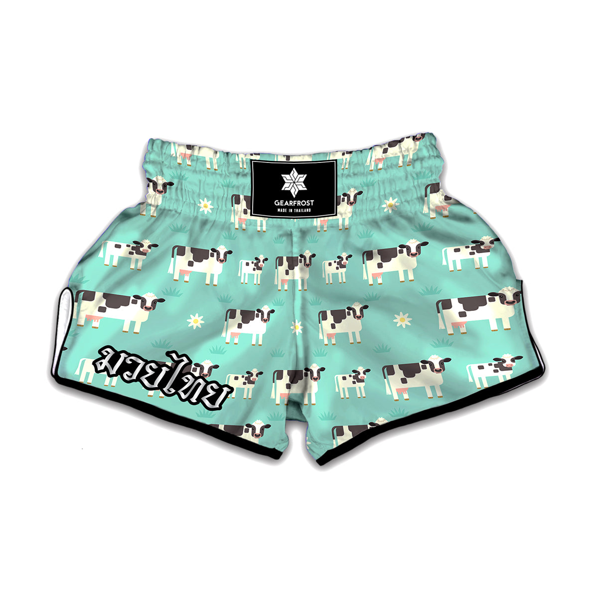 Cute Cow And Baby Cow Pattern Print Muay Thai Boxing Shorts