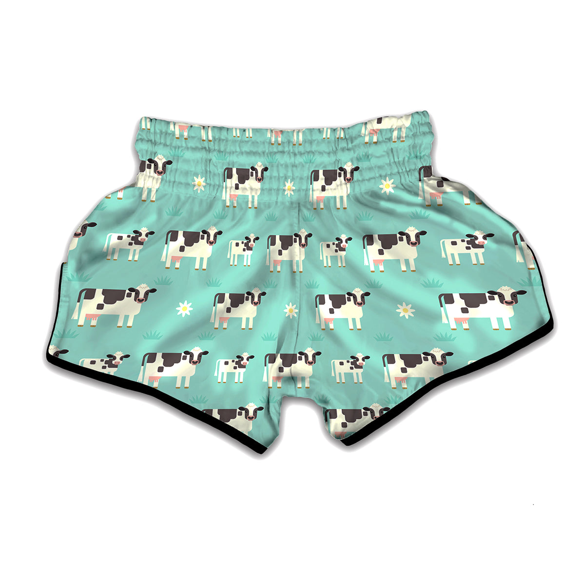 Cute Cow And Baby Cow Pattern Print Muay Thai Boxing Shorts