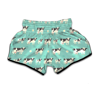 Cute Cow And Baby Cow Pattern Print Muay Thai Boxing Shorts