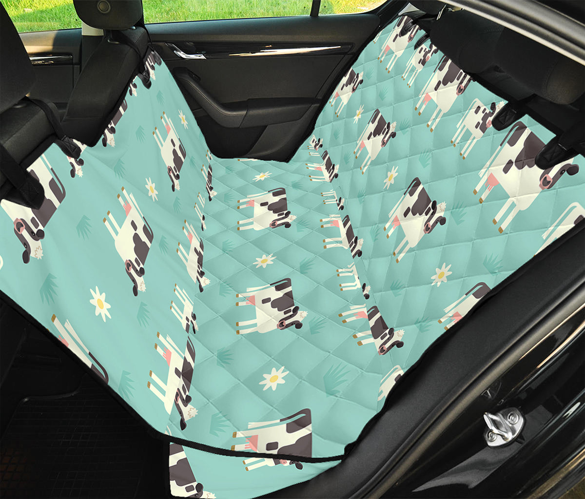 Cute Cow And Baby Cow Pattern Print Pet Car Back Seat Cover