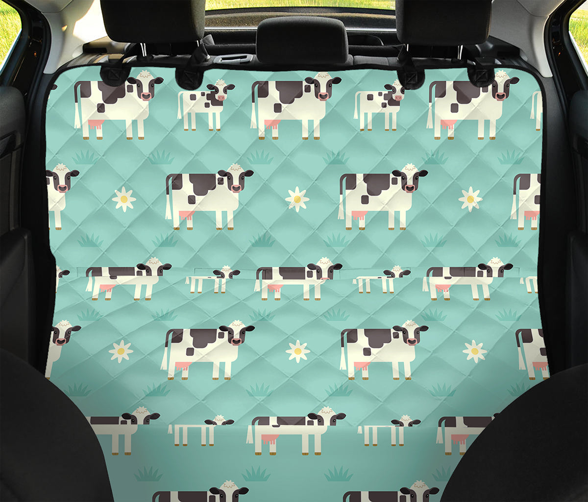 Cute Cow And Baby Cow Pattern Print Pet Car Back Seat Cover
