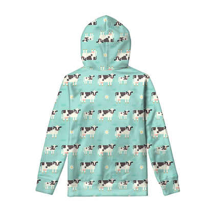 Cute Cow And Baby Cow Pattern Print Pullover Hoodie
