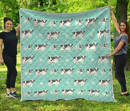 Cute Cow And Baby Cow Pattern Print Quilt