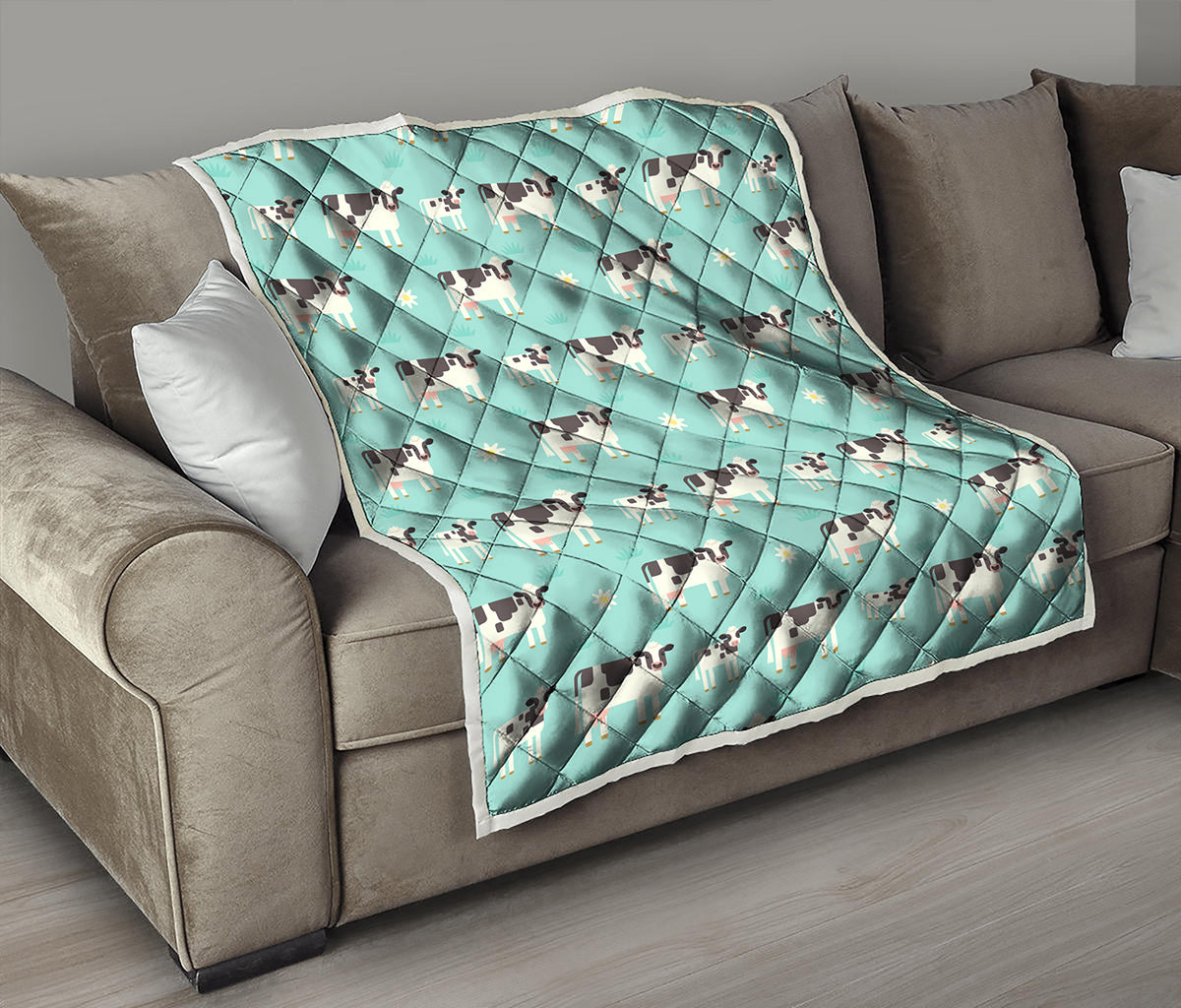 Cute Cow And Baby Cow Pattern Print Quilt
