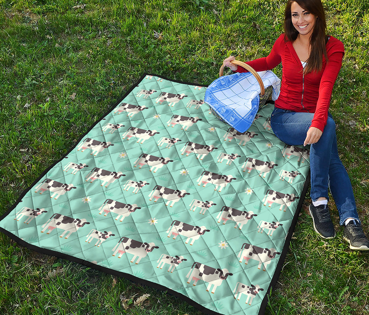Cute Cow And Baby Cow Pattern Print Quilt
