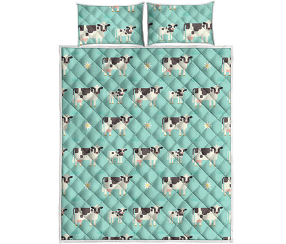 Cute Cow And Baby Cow Pattern Print Quilt Bed Set