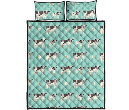 Cute Cow And Baby Cow Pattern Print Quilt Bed Set