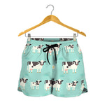 Cute Cow And Baby Cow Pattern Print Women's Shorts
