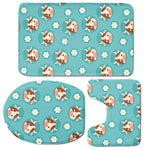 Cute Cow And Daisy Flower Pattern Print 3 Piece Bath Mat Set