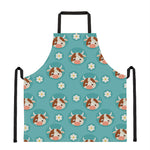 Cute Cow And Daisy Flower Pattern Print Apron