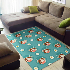 Cute Cow And Daisy Flower Pattern Print Area Rug GearFrost