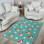 Cute Cow And Daisy Flower Pattern Print Area Rug GearFrost