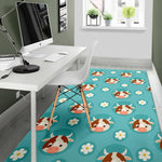 Cute Cow And Daisy Flower Pattern Print Area Rug GearFrost