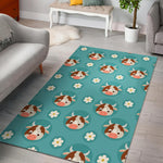 Cute Cow And Daisy Flower Pattern Print Area Rug GearFrost