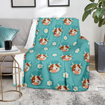 Cute Cow And Daisy Flower Pattern Print Blanket