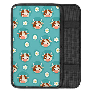 Cute Cow And Daisy Flower Pattern Print Car Center Console Cover