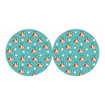 Cute Cow And Daisy Flower Pattern Print Car Coasters