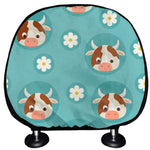 Cute Cow And Daisy Flower Pattern Print Car Headrest Covers