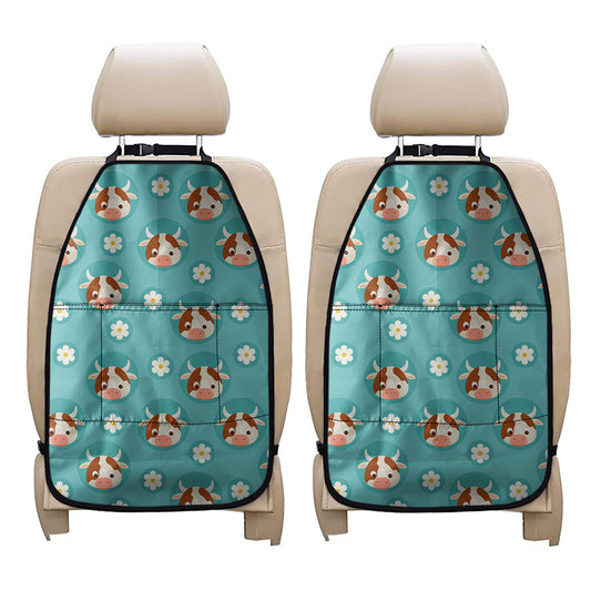 Cute Cow And Daisy Flower Pattern Print Car Seat Organizers