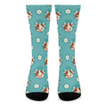 Cute Cow And Daisy Flower Pattern Print Crew Socks