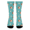 Cute Cow And Daisy Flower Pattern Print Crew Socks