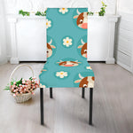 Cute Cow And Daisy Flower Pattern Print Dining Chair Slipcover