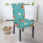 Cute Cow And Daisy Flower Pattern Print Dining Chair Slipcover