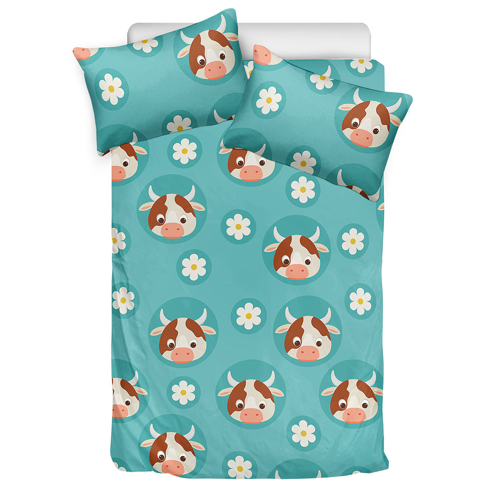 Cute Cow And Daisy Flower Pattern Print Duvet Cover Bedding Set