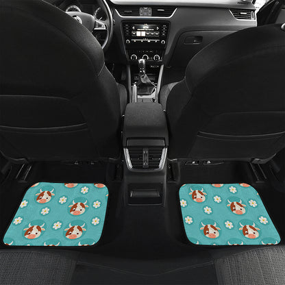 Cute Cow And Daisy Flower Pattern Print Front and Back Car Floor Mats