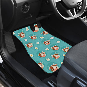 Cute Cow And Daisy Flower Pattern Print Front and Back Car Floor Mats