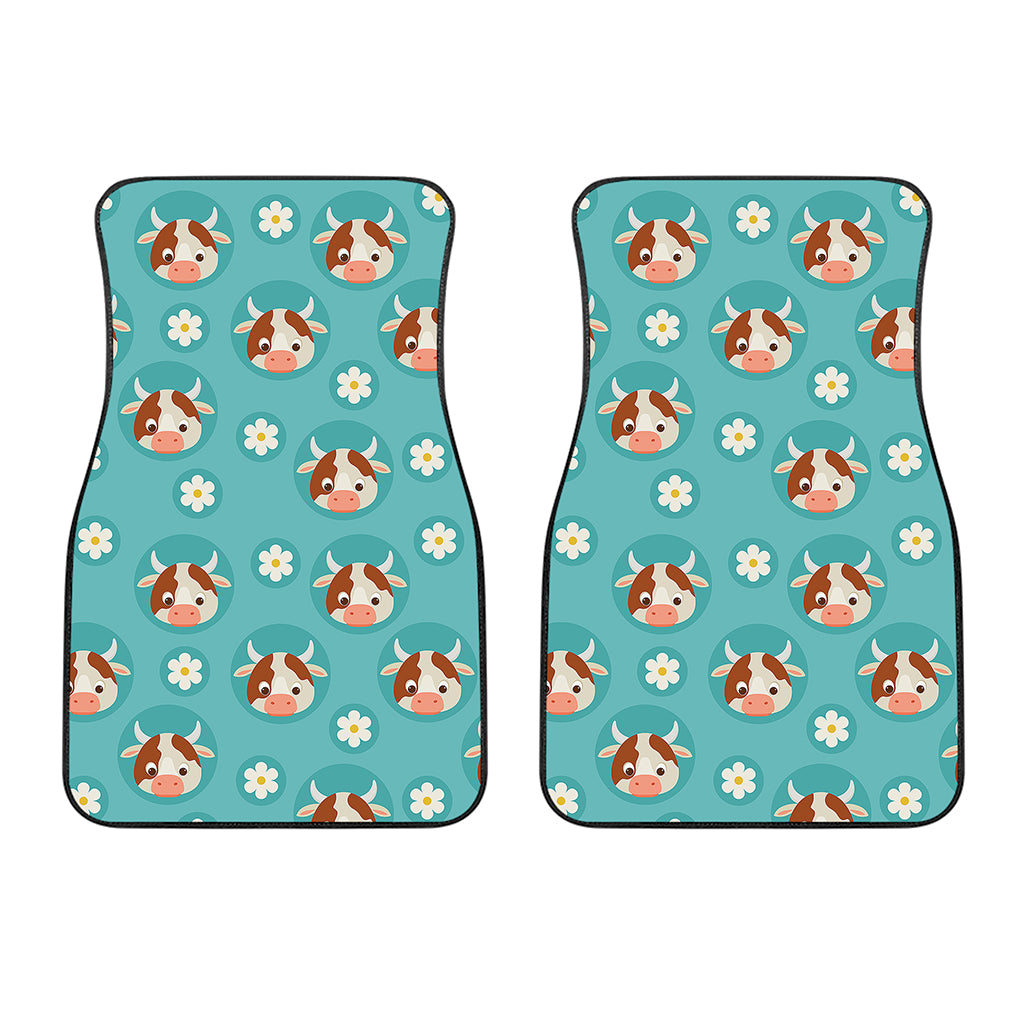 Cute Cow And Daisy Flower Pattern Print Front Car Floor Mats