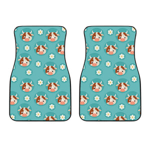 Cute Cow And Daisy Flower Pattern Print Front Car Floor Mats