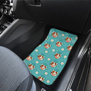 Cute Cow And Daisy Flower Pattern Print Front Car Floor Mats