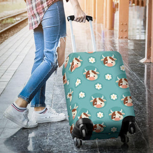 Cute Cow And Daisy Flower Pattern Print Luggage Cover GearFrost