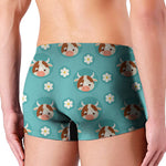 Cute Cow And Daisy Flower Pattern Print Men's Boxer Briefs