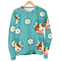 Cute Cow And Daisy Flower Pattern Print Men's Crewneck Sweatshirt