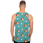 Cute Cow And Daisy Flower Pattern Print Men's Tank Top