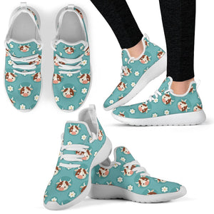 Cute Cow And Daisy Flower Pattern Print Mesh Knit Shoes GearFrost