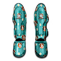Cute Cow And Daisy Flower Pattern Print Muay Thai Shin Guards