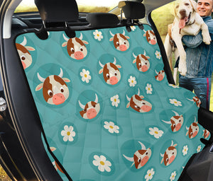 Cute Cow And Daisy Flower Pattern Print Pet Car Back Seat Cover