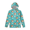 Cute Cow And Daisy Flower Pattern Print Pullover Hoodie