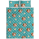 Cute Cow And Daisy Flower Pattern Print Quilt Bed Set