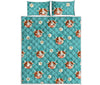 Cute Cow And Daisy Flower Pattern Print Quilt Bed Set